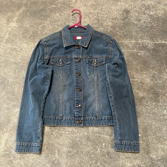 Vintage UnionBay Denim Jacket Womens L Blue Collared Faded Jean Trucker Outdoor - Picture 1 of 8